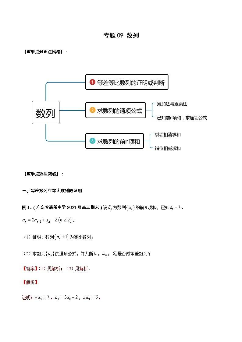 专题09 数列（重难点突破）-【教育机构专用】2020-2021学年高三数学寒假辅导讲义（全国通用）01