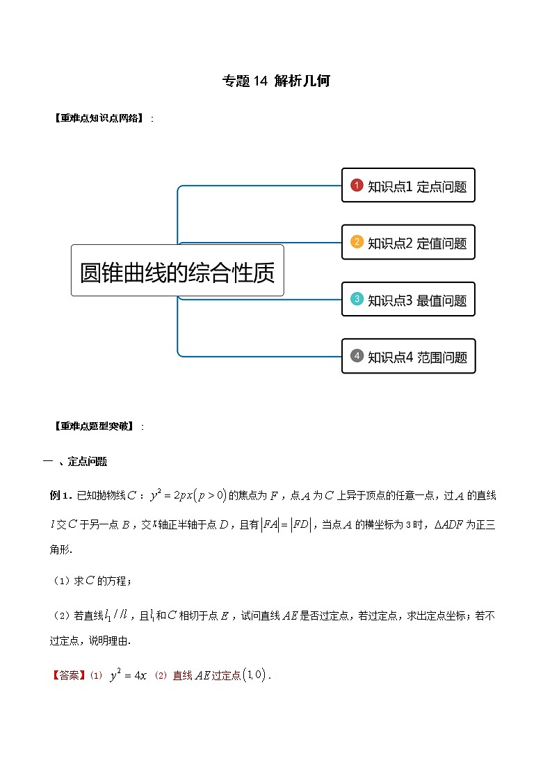专题14 解析几何（重难点突破）-【教育机构专用】2020-2021学年高三数学寒假辅导讲义（全国通用）01