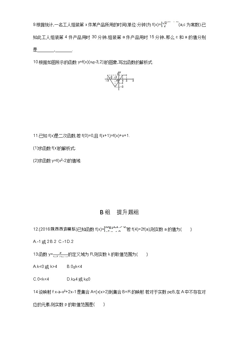 2021届高三数学（文）一轮复习夯基提能作业本：第二章 函数 第一节 函数及其表示 Word版含解析 练习02