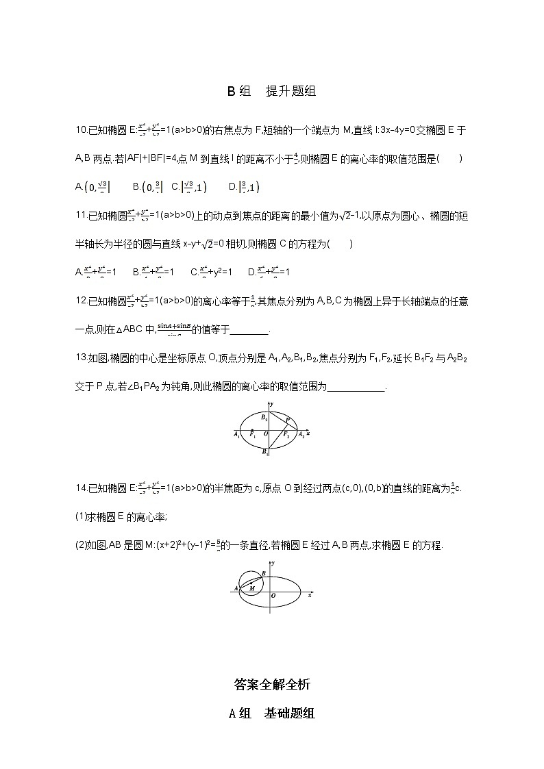 2021届高三数学（文）一轮复习夯基提能作业本：第九章 平面解析几何 第五节 椭圆 Word版含解析 练习03