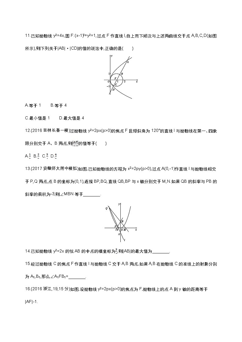2021届高三数学（文）一轮复习夯基提能作业本：第九章 平面解析几何第七节 抛物线 Word版含解析 练习03