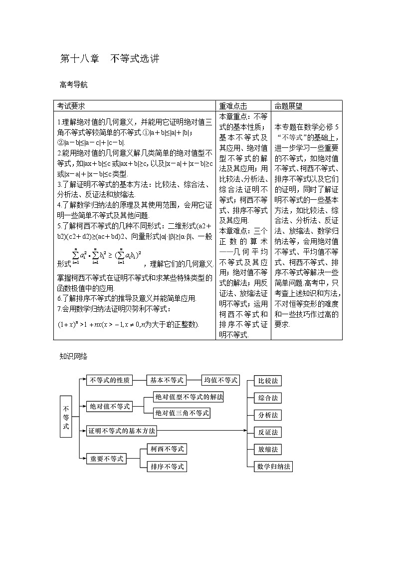 高考数学一轮复习总教案：18.1　绝对值型不等式01