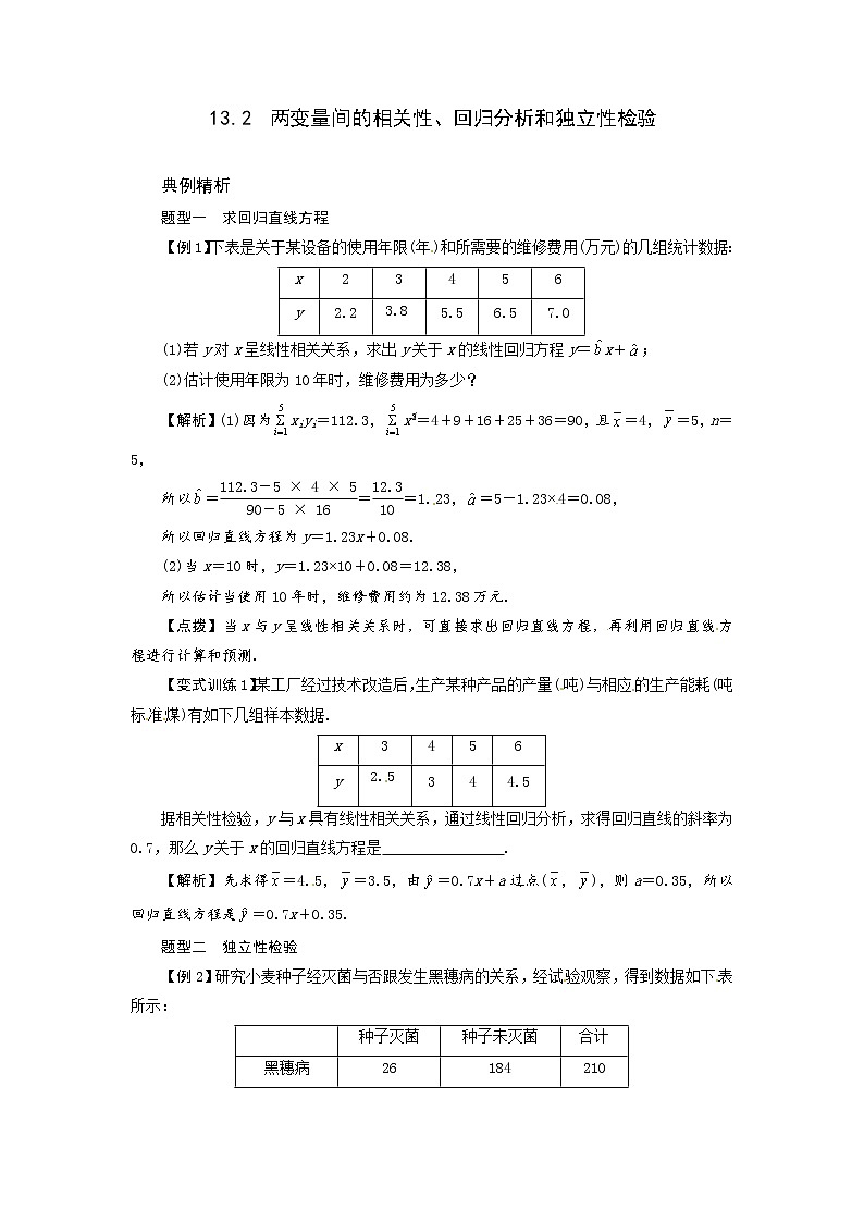 高考数学一轮复习总教案：13.2　两变量间的相关性、回归分析和独立性检验01