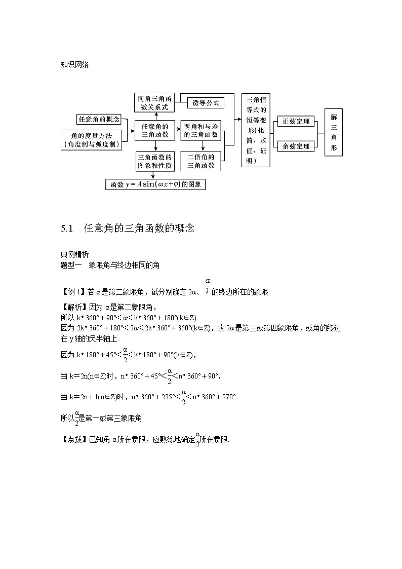 高考数学一轮复习总教案：5.1　任意角的三角函数的概念02