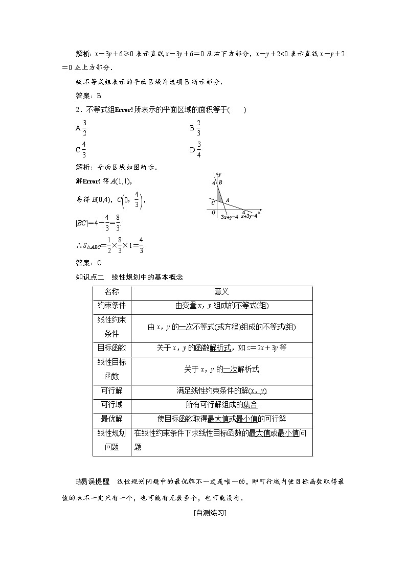 高三数学人教版a版数学（理）高考一轮复习教案：6.3 二元一次不等式（组）与简单的线性规划问题 word版含答案02