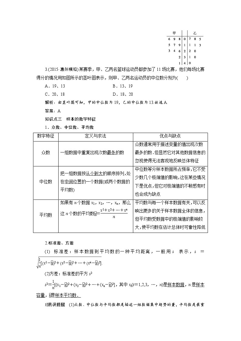 高三数学人教版a版数学（理）高考一轮复习教案：10.3 用样本估计总体 word版含答案03