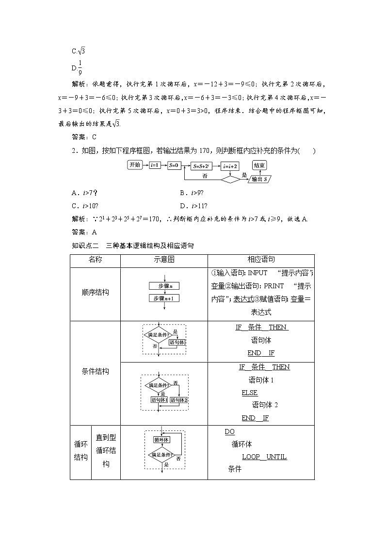 高三数学人教版a版数学（理）高考一轮复习教案：10.1 算法初步 word版含答案02