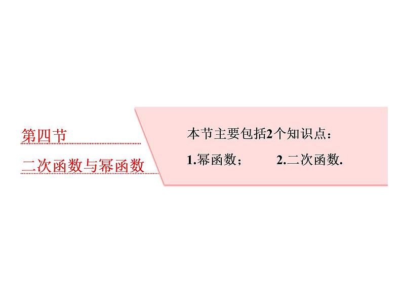 2021高考数学（理）大一轮复习课件：第二章 函数的概念与基本初等函数ⅰ 第四节 二次函数与幂函数01