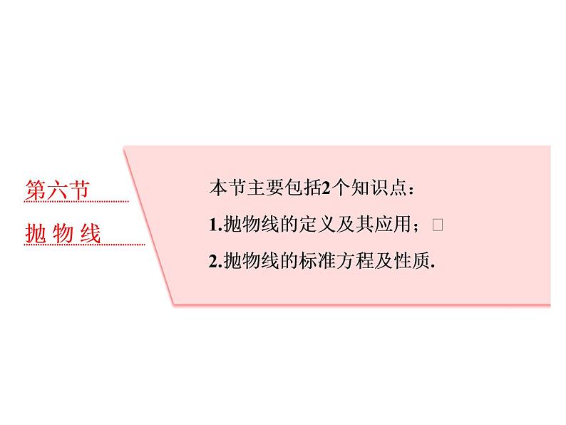 2021高考数学（理）大一轮复习课件：第九章 解析几何 第六节 抛物线第1页