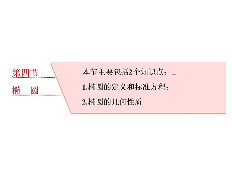 2021高考数学（理）大一轮复习课件：第九章 解析几何 第四节 椭圆01
