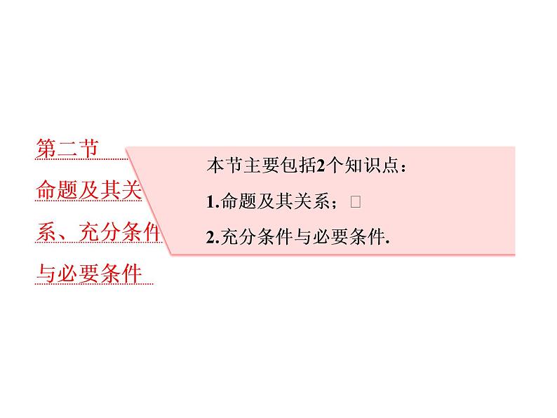 2021高考数学（理）大一轮复习课件：第一章 集合与常用逻辑用语 第二节 命题及其关系、充分条件与必要条件01