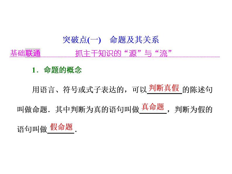 2021高考数学（理）大一轮复习课件：第一章 集合与常用逻辑用语 第二节 命题及其关系、充分条件与必要条件02