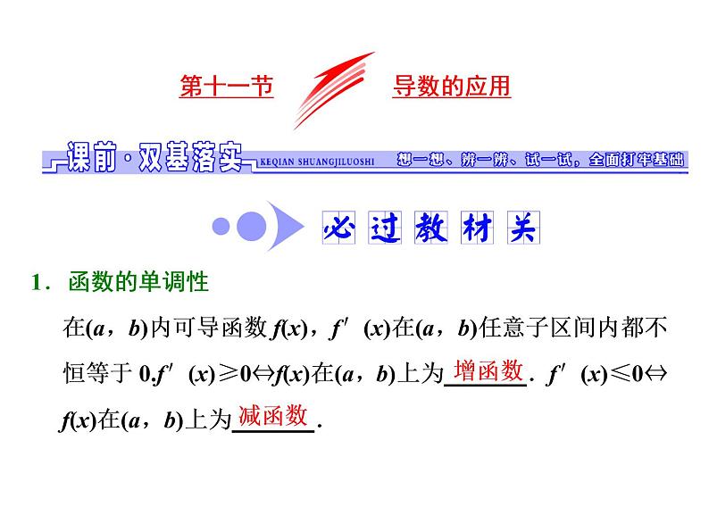 2021高考数学（文）大一轮复习课件 第二章 函数、导数及其应用 第十一节 第一课时　导数与函数的单调性第1页