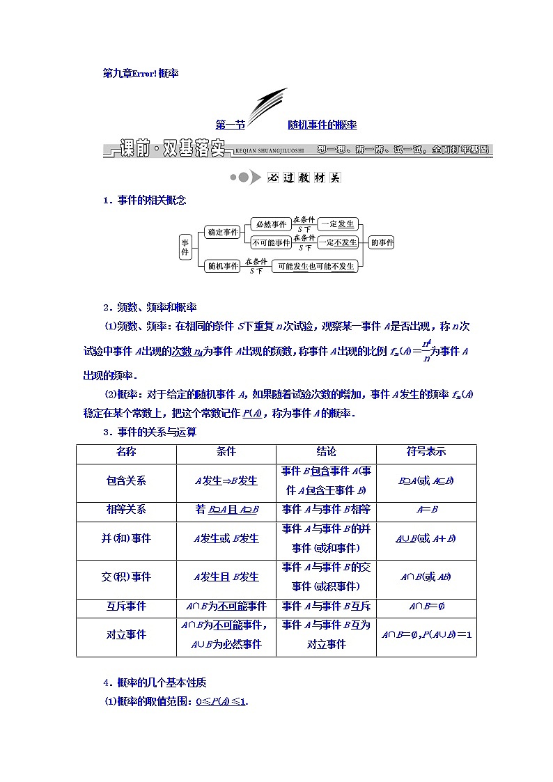 2021高考数学（文）大一轮复习习题 第九章 概率 word版含答案01