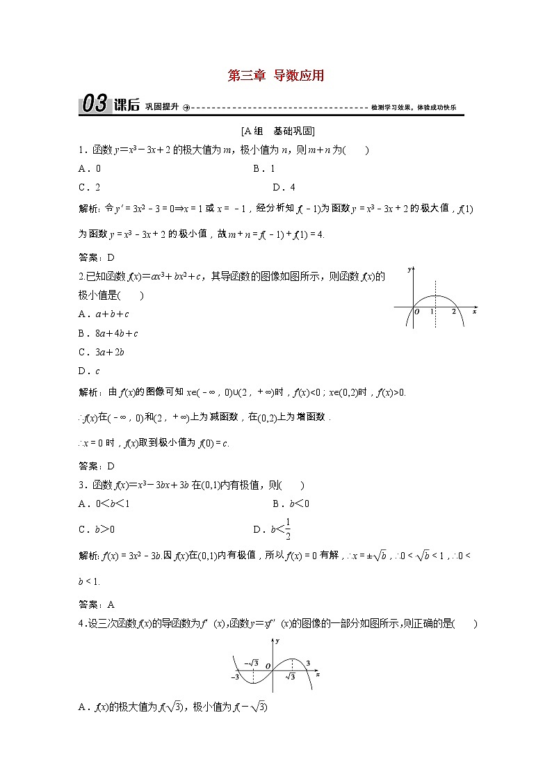 2020_2021学年高中数学第三章导数应用1.2函数的极值课后作业含解析北师大版选修2_2202102051138第1页