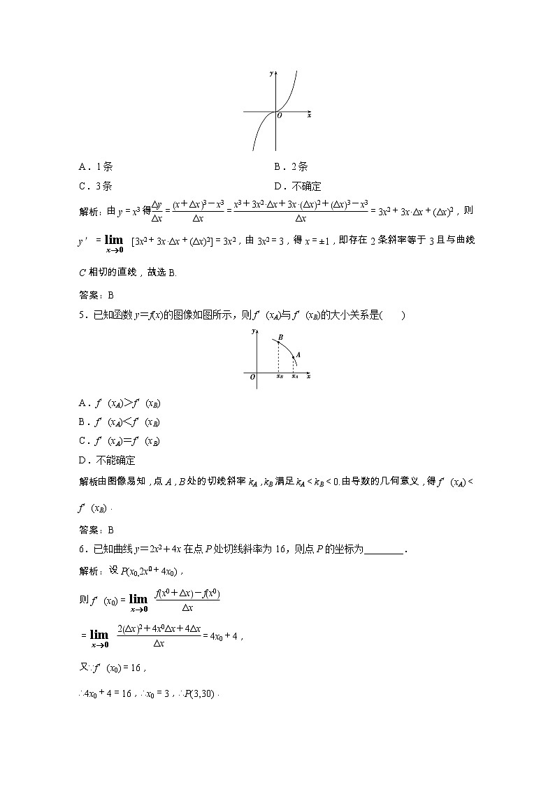 2020_2021学年高中数学第二章变化率与导数2导数的概念及其几何意义课后作业含解析北师大版选修2_2202102051108第2页