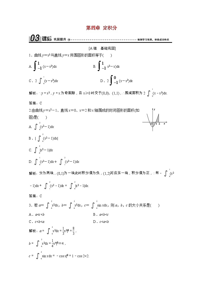 2020_2021学年高中数学第四章定积分3定积分的简单应用课后作业含解析北师大版选修2_2202102051156第1页
