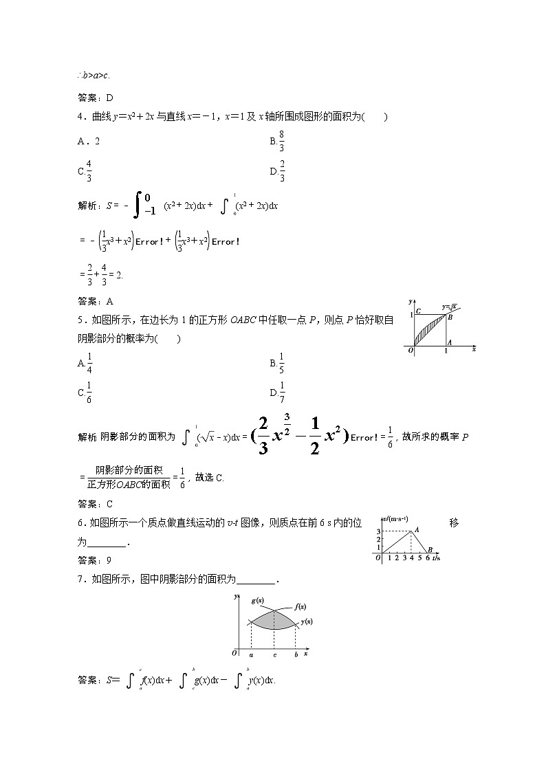 2020_2021学年高中数学第四章定积分3定积分的简单应用课后作业含解析北师大版选修2_2202102051156第2页
