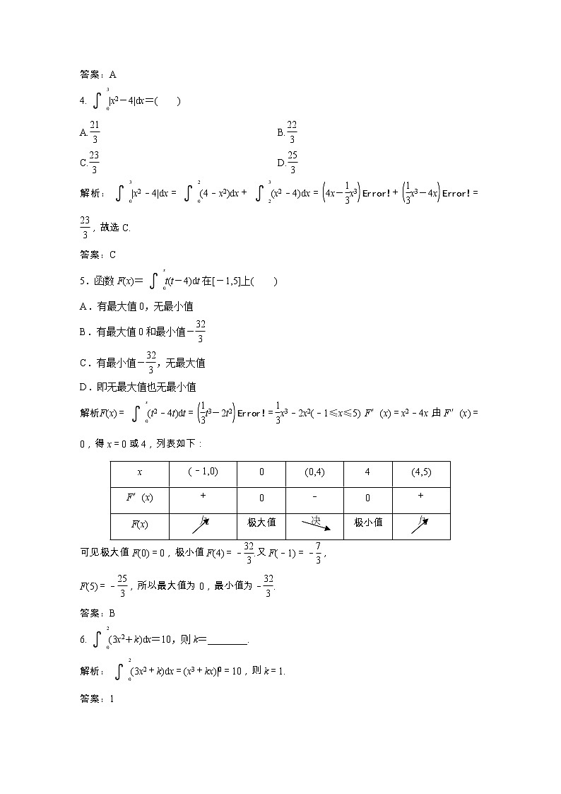 2020_2021学年高中数学第四章定积分2微积分基本定理课后作业含解析北师大版选修2_2202102051155第2页