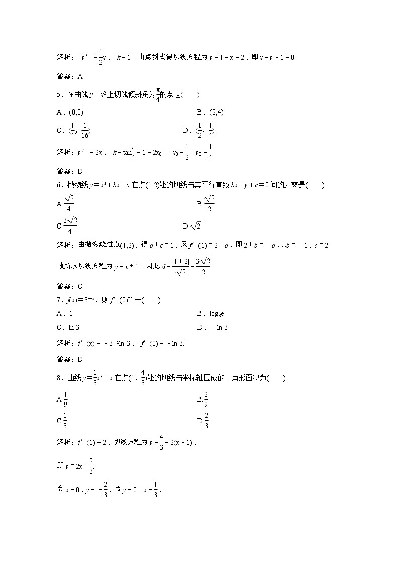 2020_2021学年高中数学第二章变化率与导数章末检测课后作业含解析北师大版选修2_2202102051112第2页