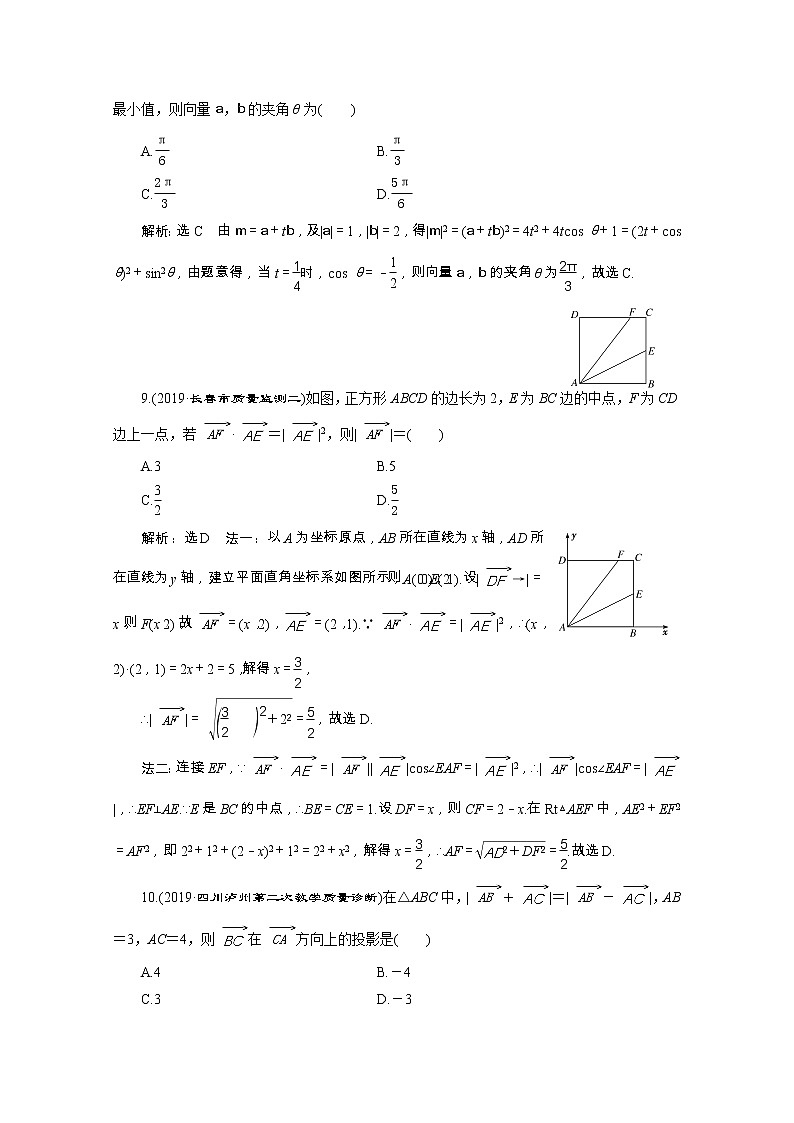 全国版2021届高考数学二轮复习专题检测二平面向量文含解析03