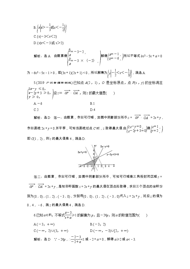 全国版2021届高考数学二轮复习专题检测三不等式文含解析02
