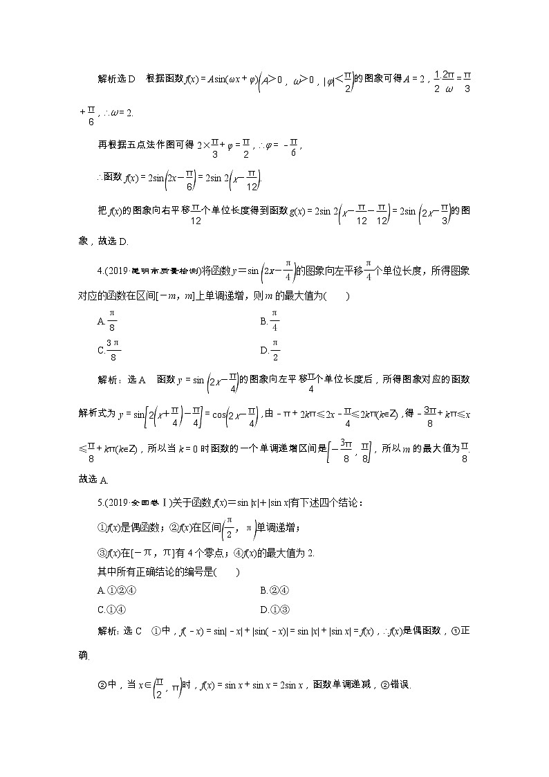 全国版2021届高考数学二轮复习专题检测六三角函数的图象与性质文含解析02