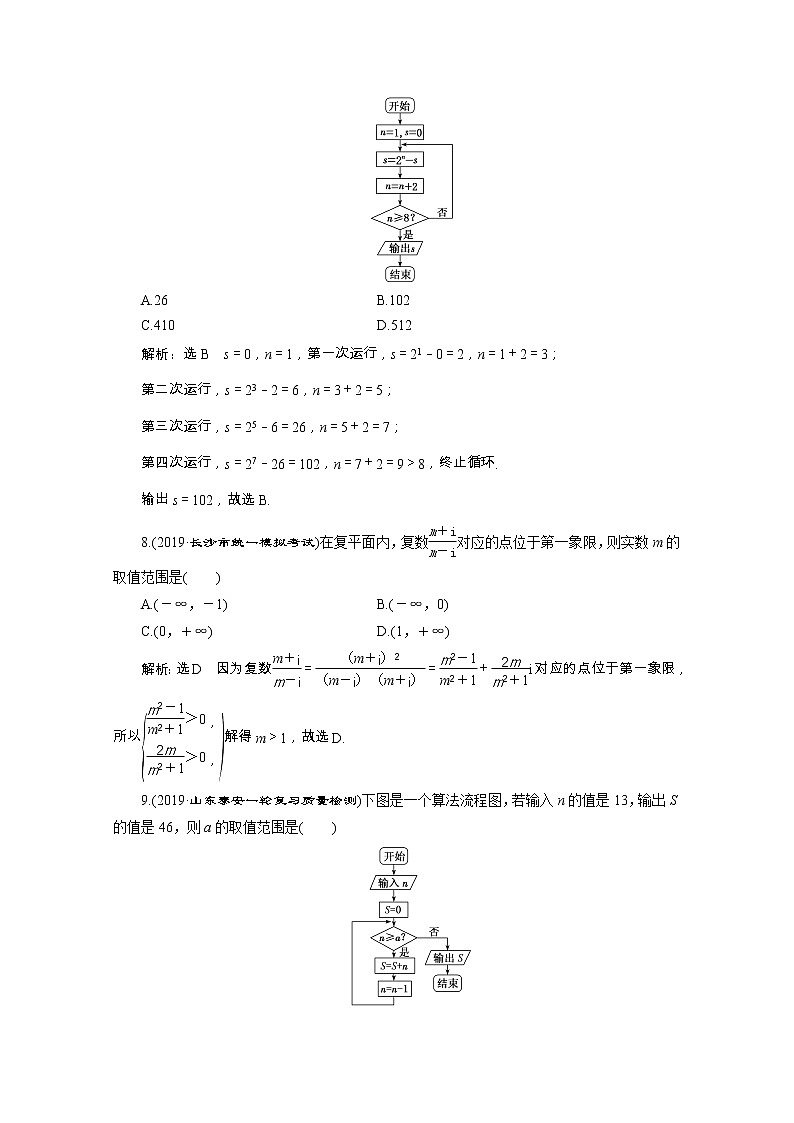 全国版2021届高考数学二轮复习专题检测四复数算法推理与证明文含解析03