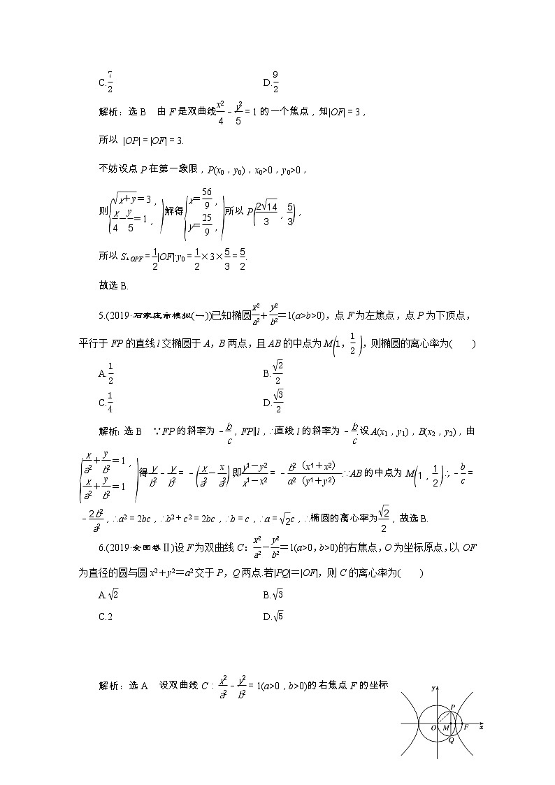 全国版2021届高考数学二轮复习专题检测十五圆锥曲线的方程与性质文含解析02