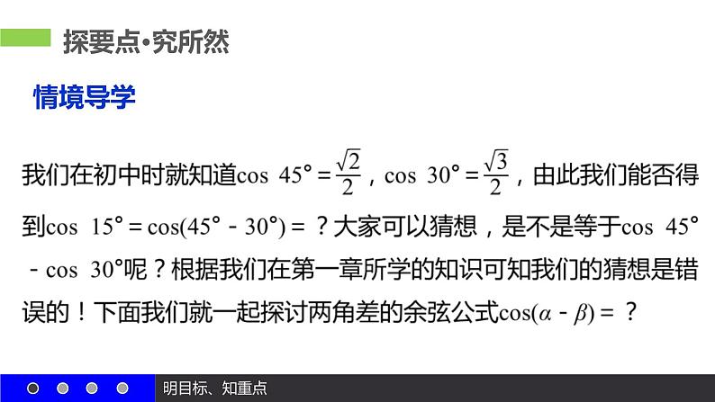 高一数学人教A版必修4课件：3.1.1 两角差的余弦公式05