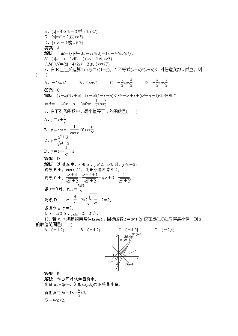 人教版=高二数学第三章《不等式》章末检测02