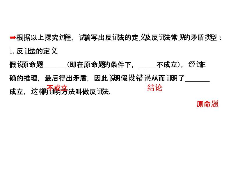 高中数学人教版选修1-2同课异构教学课件：2.2.2 反证法 探究导学课型03