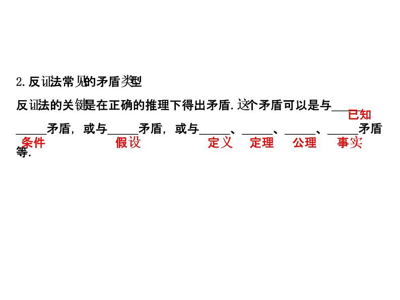 高中数学人教版选修1-2同课异构教学课件：2.2.2 反证法 探究导学课型04