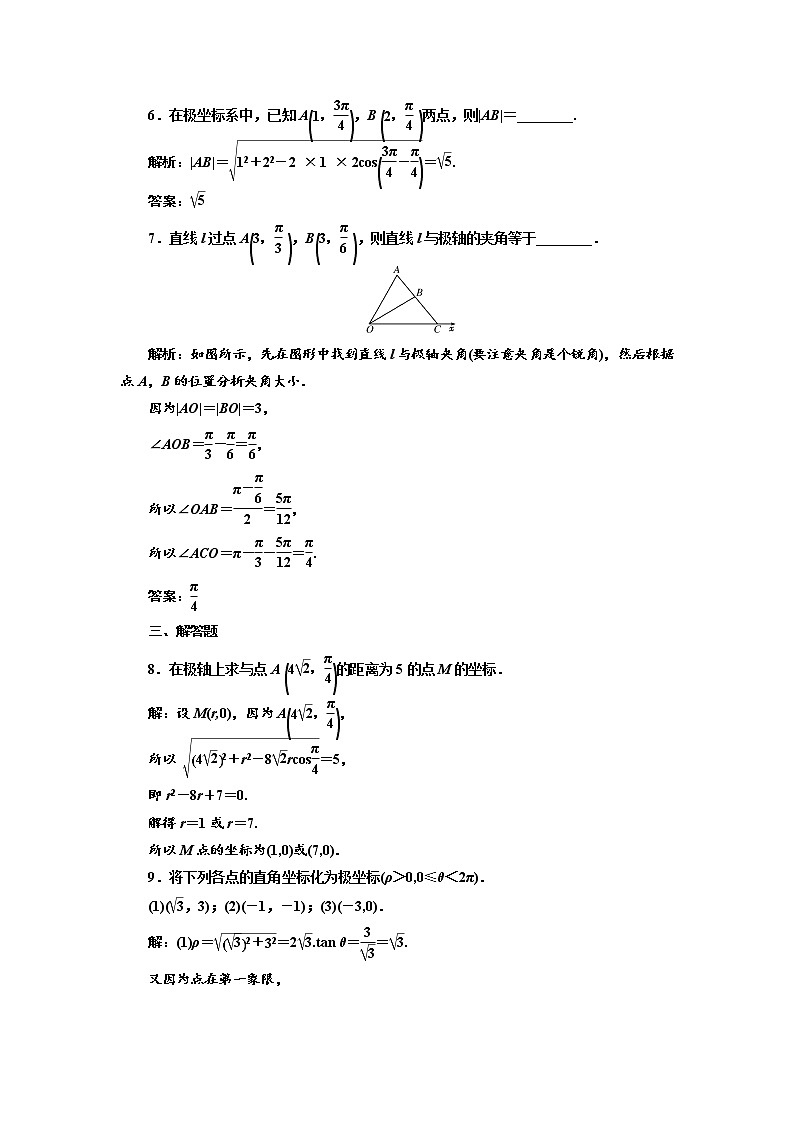 高中数学人教A版选修4-4课时跟踪检测（二） 极 坐 标 系 Word版含解析02