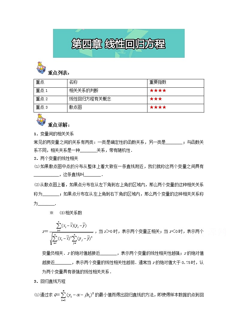 人教版必修高一数学第四章《线性回归方程》（含解析） 试卷01