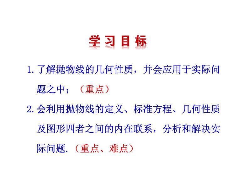 高二数学人教A版选修2-1课件：2.4.2 抛物线的简单几何性质 第2课时 抛物线方程及性质的应用（共26张ppt）03