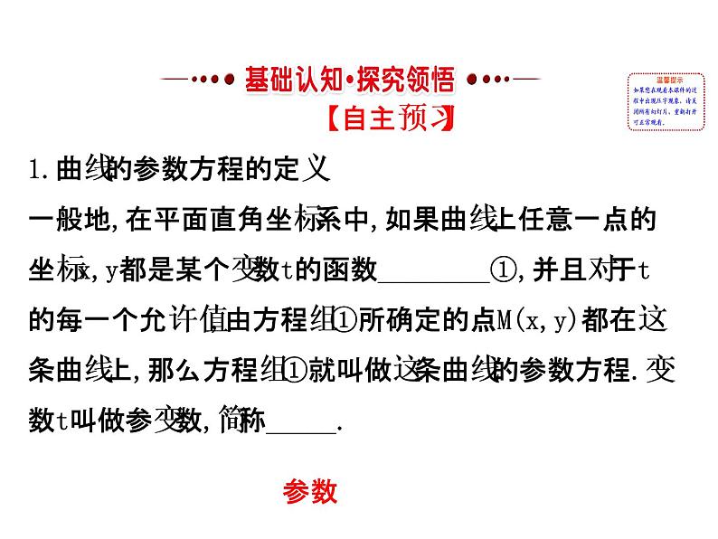人教版高中数学选修4-4课件：2.1曲线的参数方程 第一课时.102