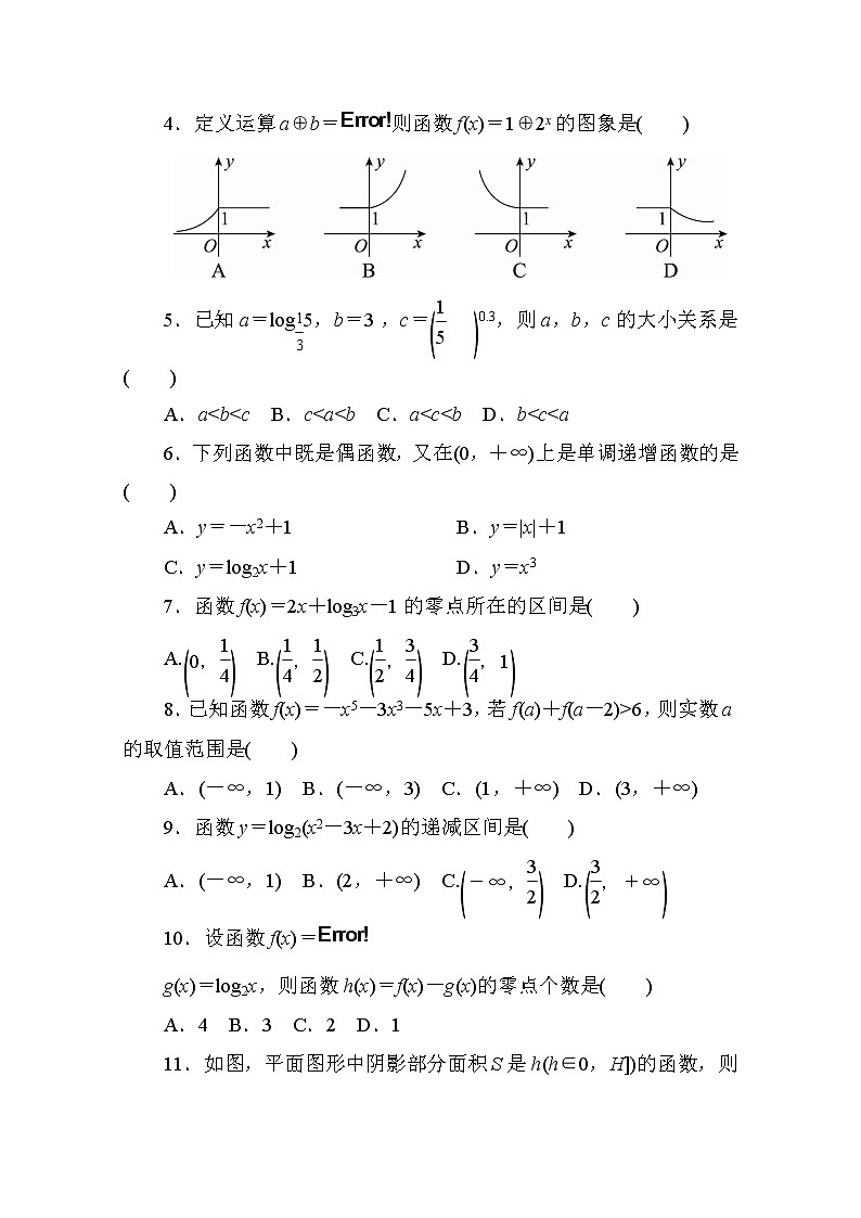 高中人教A版数学必修1单元测试：创优单元测评　(模块检测卷)B卷 Word版含解析02