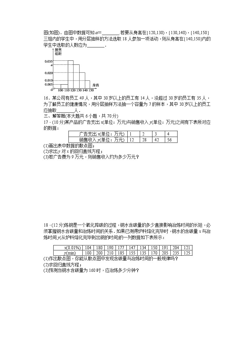 高中数学（人教版A版必修三）配套单元检测：第二章 单元检测 B卷 Word版含答案03