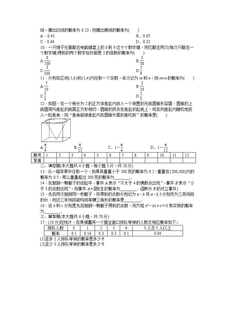 高中数学（人教版A版必修三）配套单元检测：第三章 单元检测 A卷 Word版含答案02