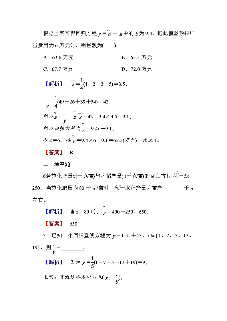 高中数学人教A版必修三 第二章 统计 学业分层测评14 Word版含答案03