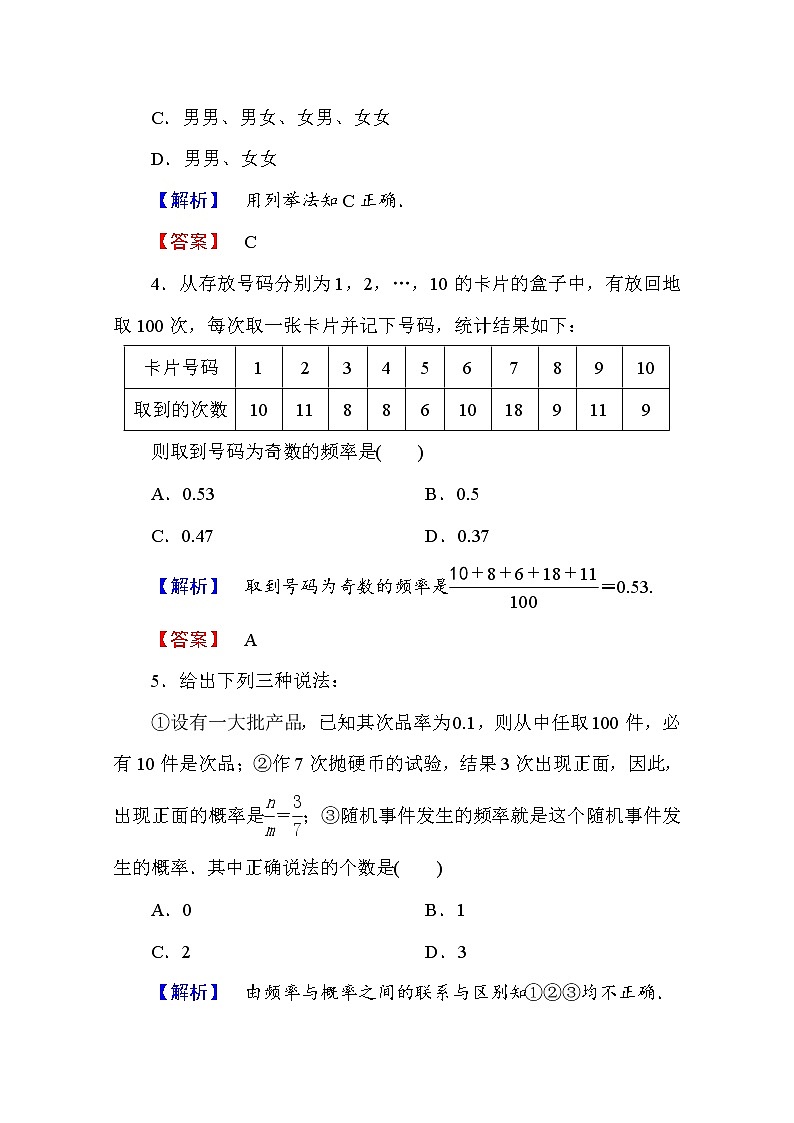 高中数学人教A版必修三 第三章 概率 学业分层测评15 Word版含答案02