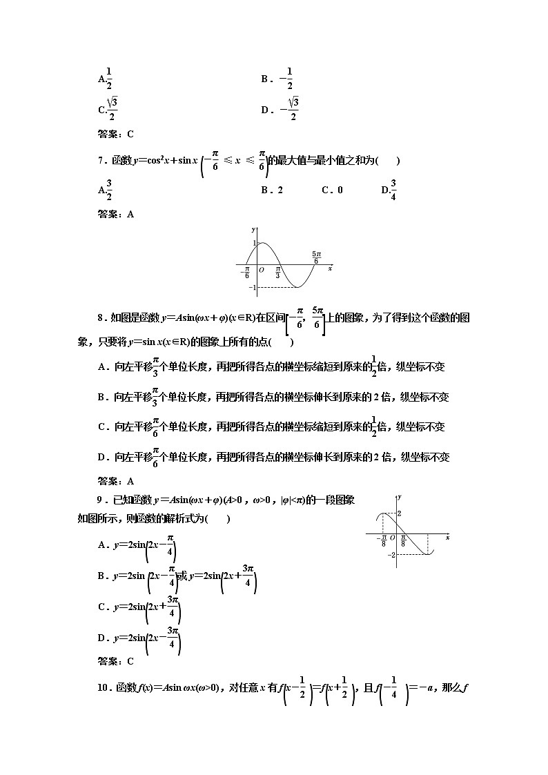 高中数学人教A版必修4阶段质量检测（一） Word版含解析02