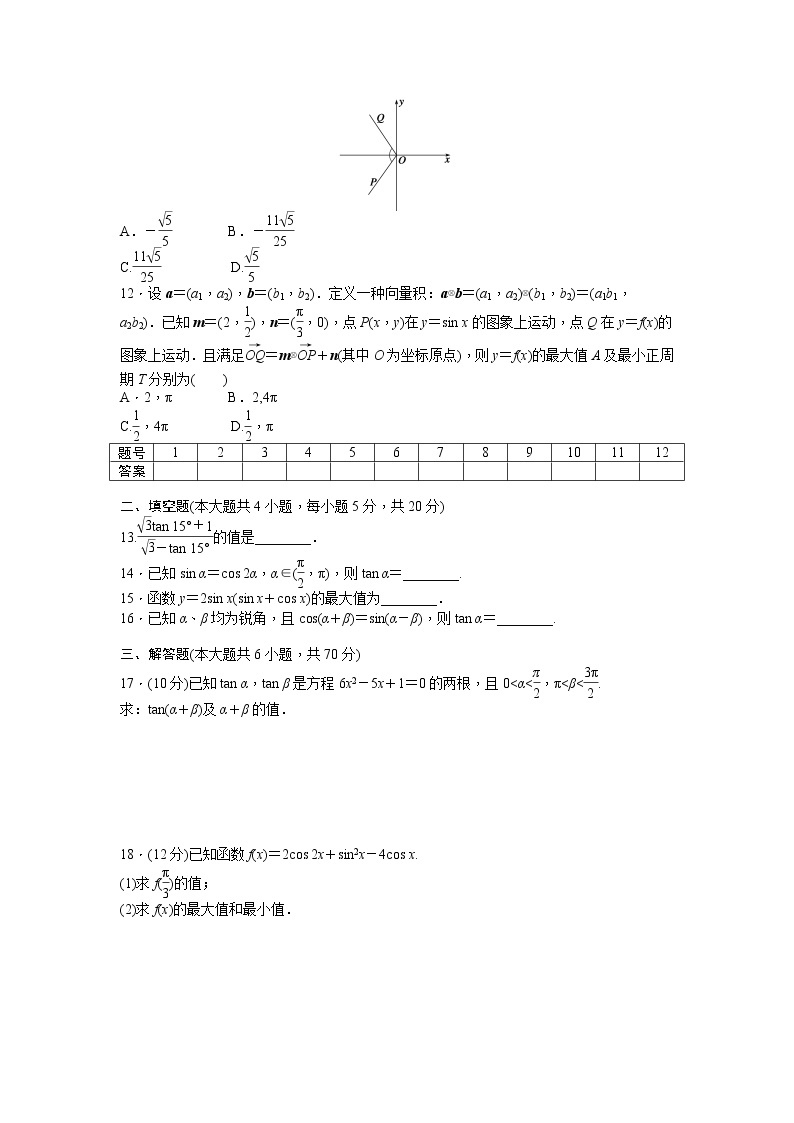 高中数学人教A版必修四课时训练 第三章 三角恒等变换 章末检测（A） Word版含答案02