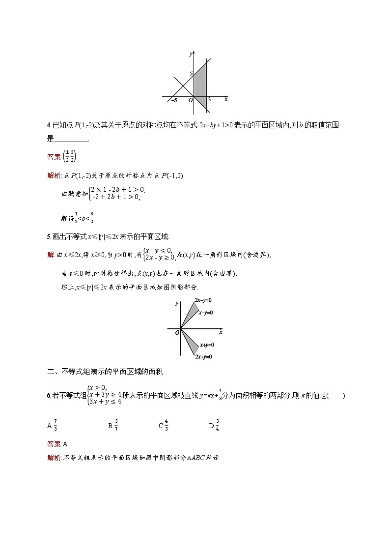 高二数学人教A必修5练习：3.3.1 二元一次不等式（组）与平面区域 Word版含解析02