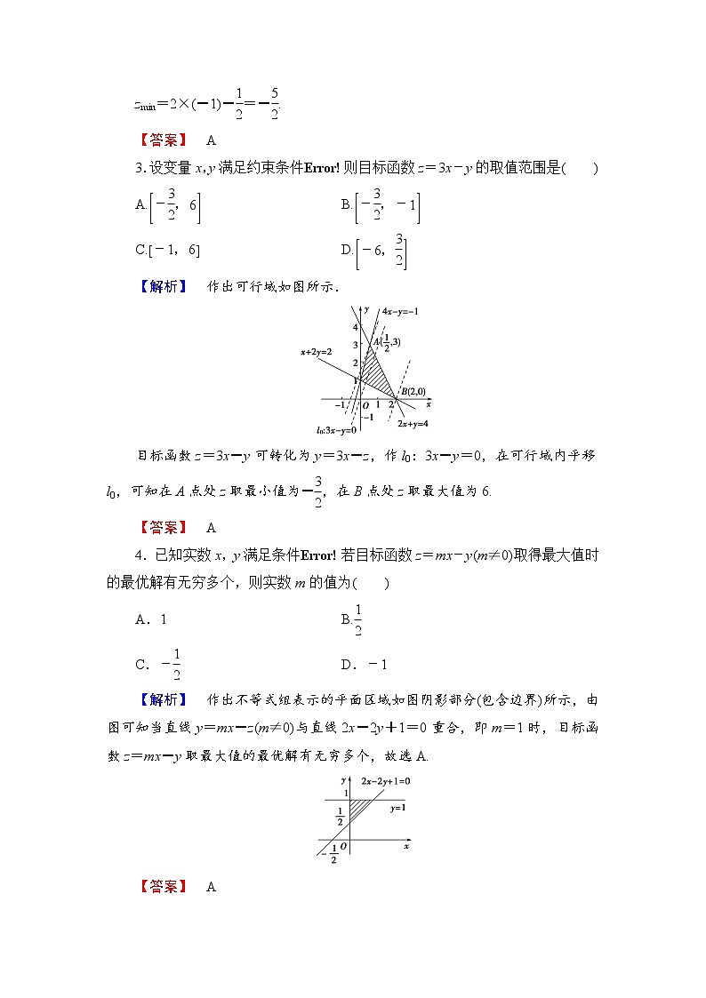 高中数学人教A必修5学业分层测评20 简单的线性规划问题 Word版含解析02