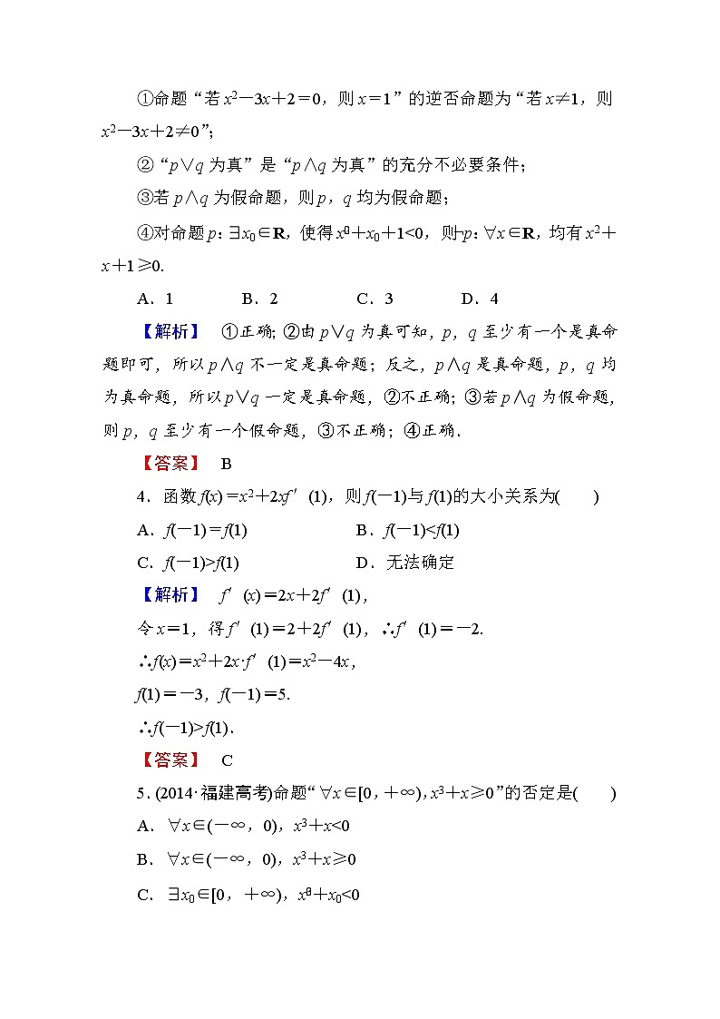 高中数学人教A版选修1-1 模块综合测评 Word版含答案02
