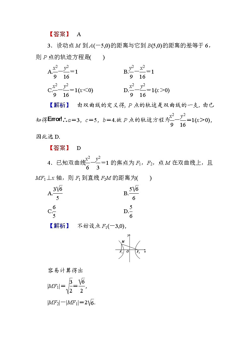 高中数学人教A版选修1-1 第二章圆锥曲线与方程 学业分层测评9 Word版含答案02