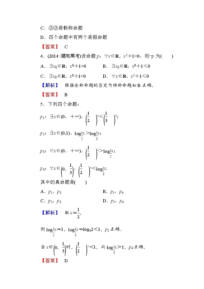 高中数学人教A版选修1-1学业分层测评5 全称量词与存在量词（3课时） Word版含解析02