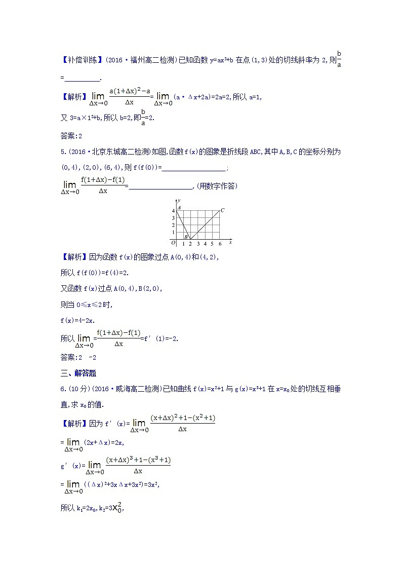 人教A版高中数学选修1-1课时提升作业 十九 3.1.3 导数的几何意义 精讲优练课型 Word版含答案03